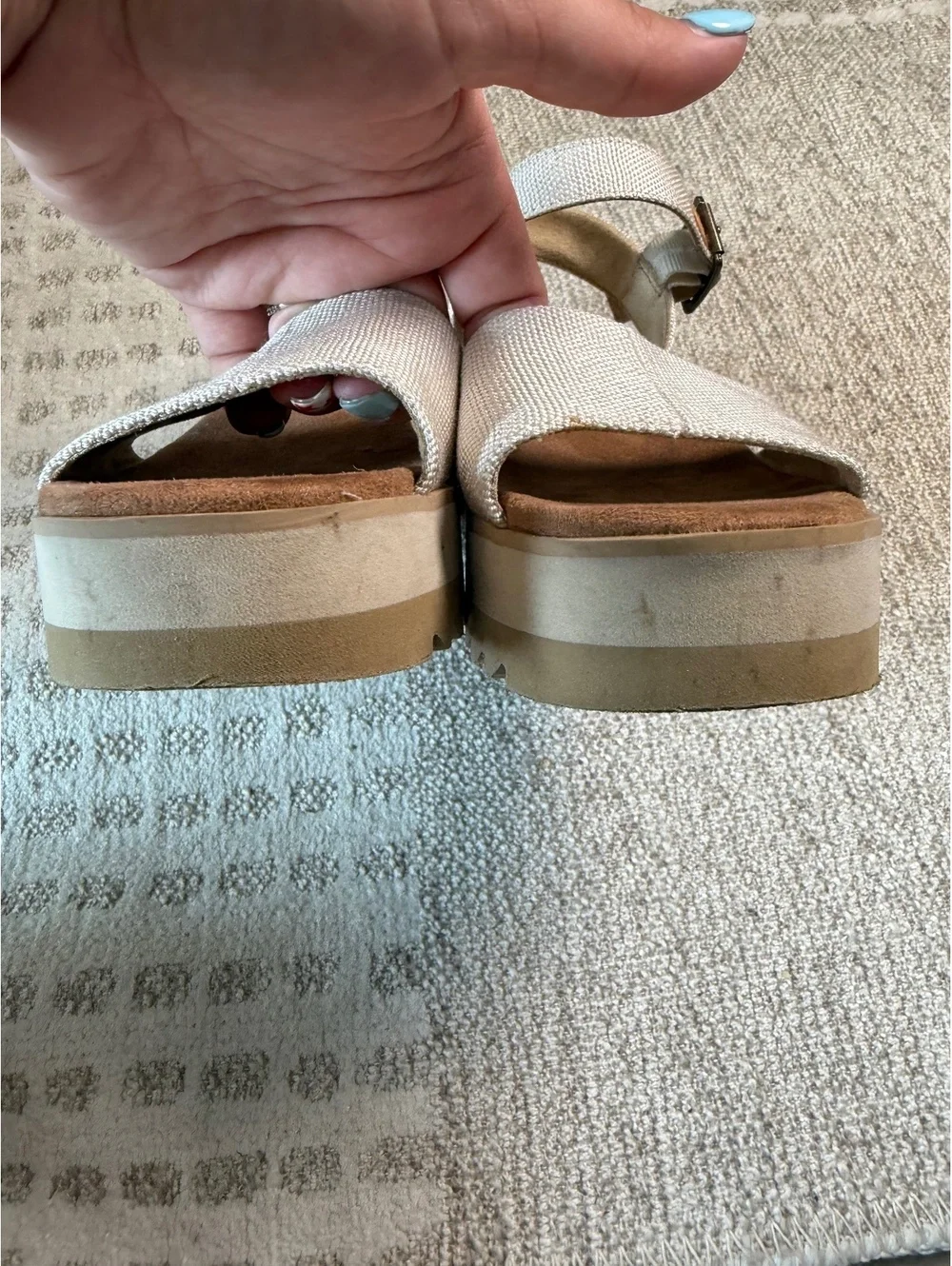 TOMS Women's Beige Canvas Wedge Sandals Size 7